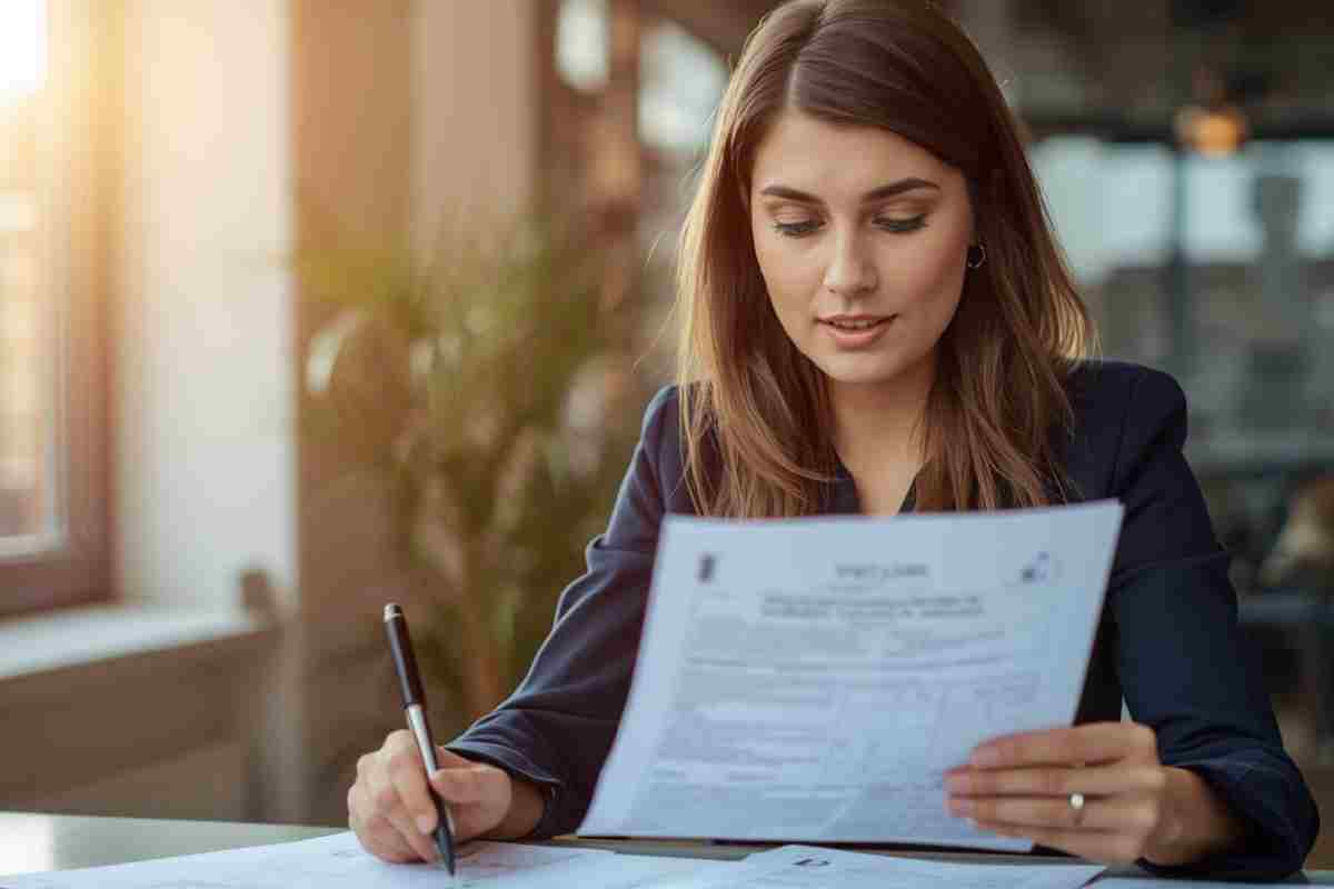 donna compila una dichiarazione