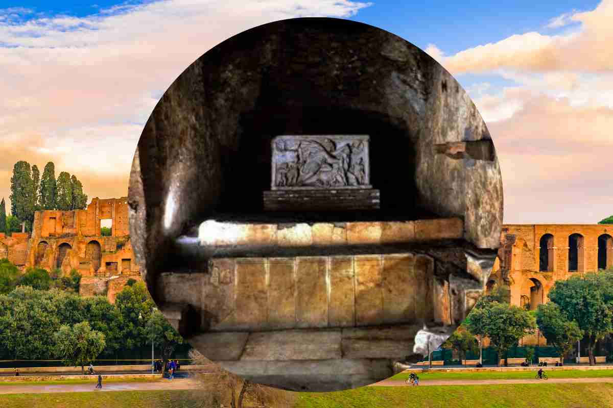 nel cerchio dettaglio del mitreo del circo massimo