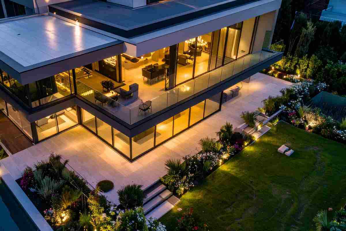 una casa moderna vista dall'alto