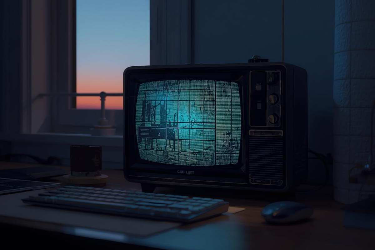 vecchio televisore su mobile