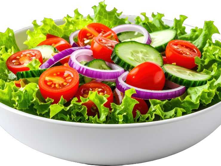 piatto d'insalata con cipolle e pomodorini