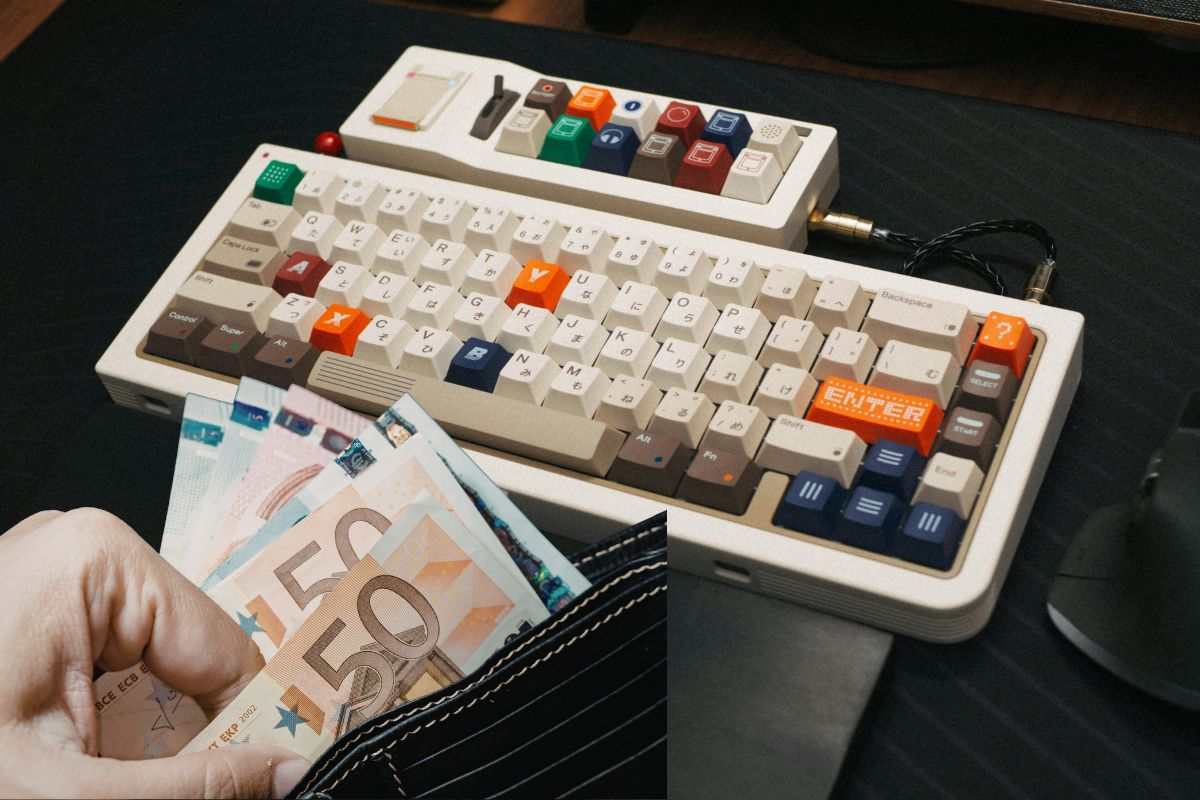 console gioco e portafogli con soldi