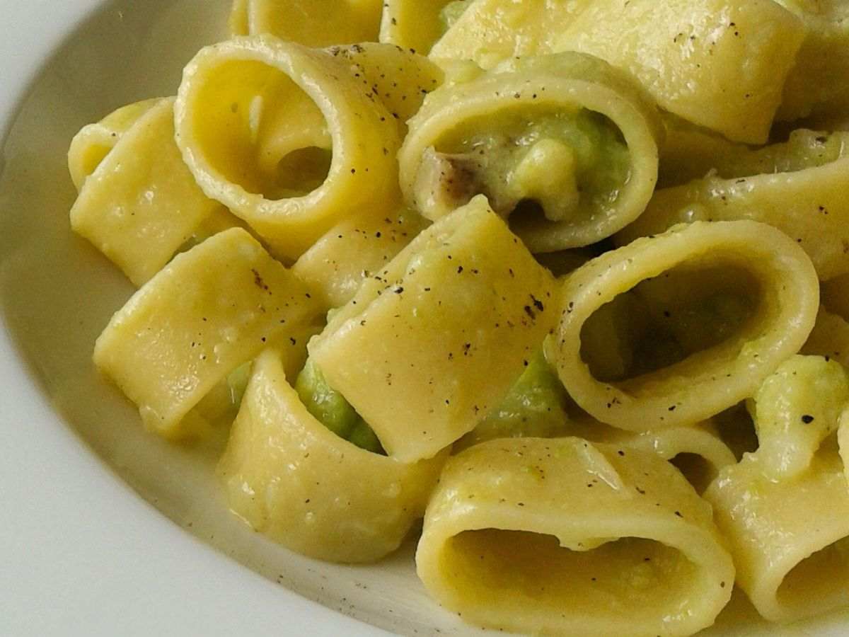 mezze maniche cremose in un piatto