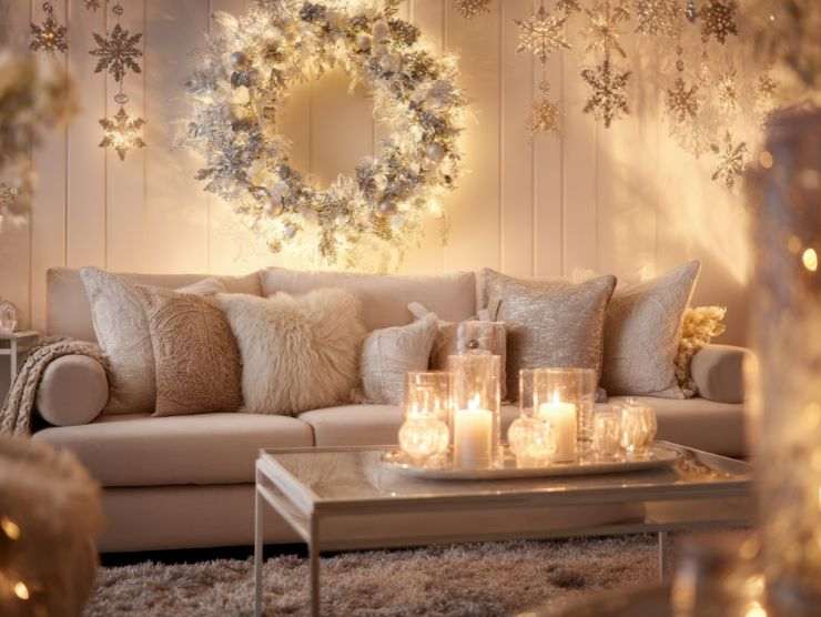 soggiorno moderno arredato per l'inverno