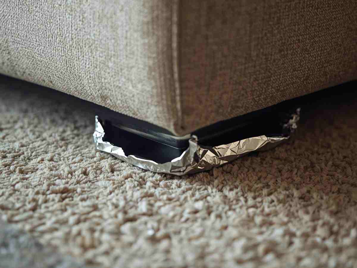 stagnola sotto il piedino di un divano